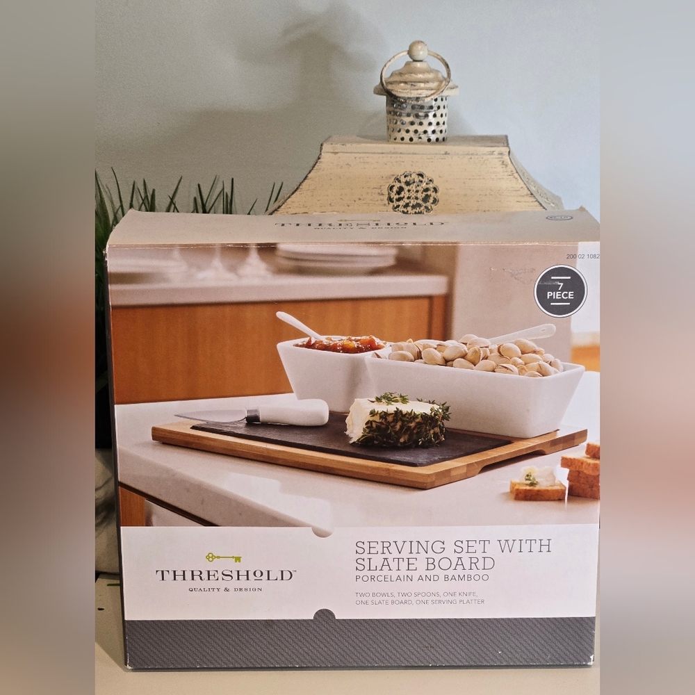Threshold Porcelain and Bamboo Serving Set